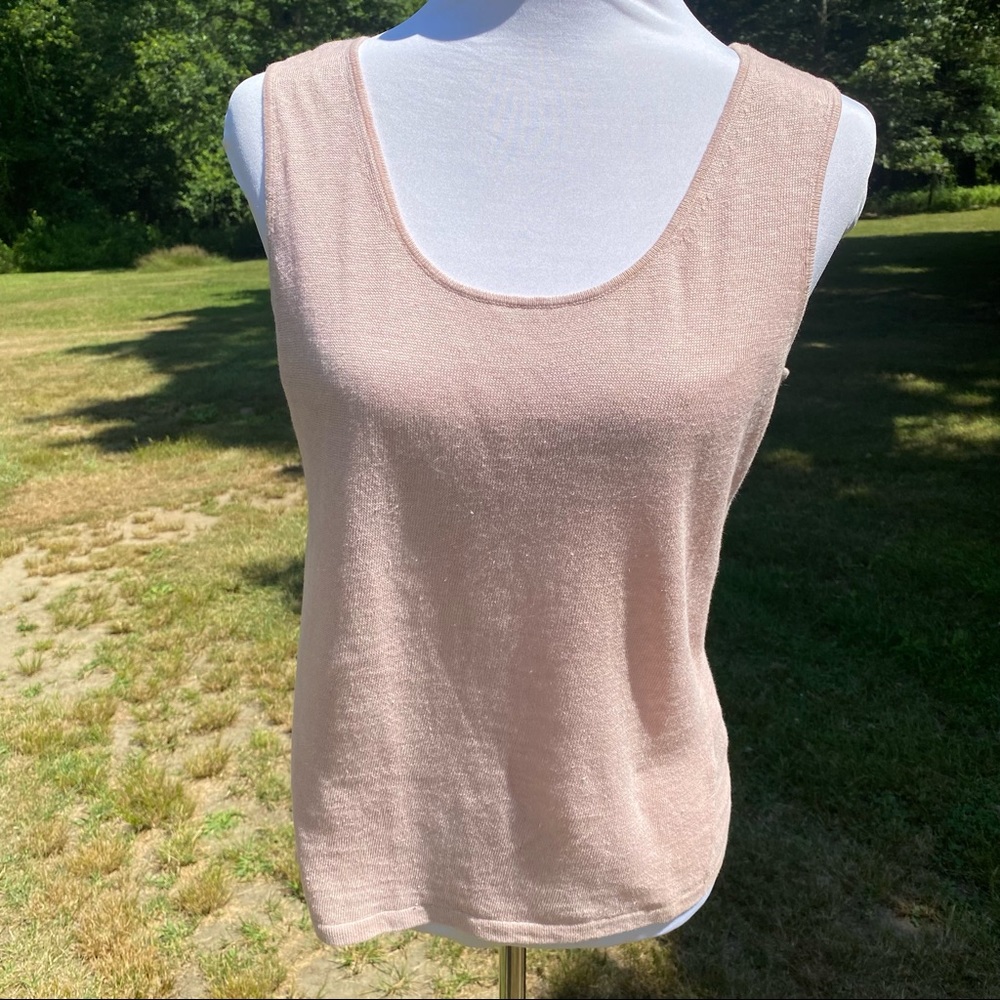 LAFAYETTE 148 NEW YORK TOP TANK PALE PINK LINEN SCOOP NECK SIZE M